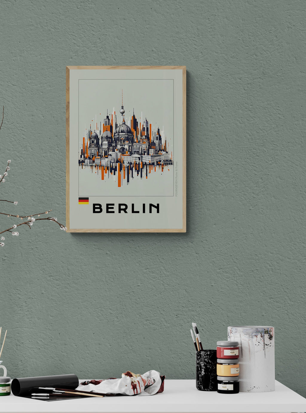 Berlin digital abstract artwork poster.
