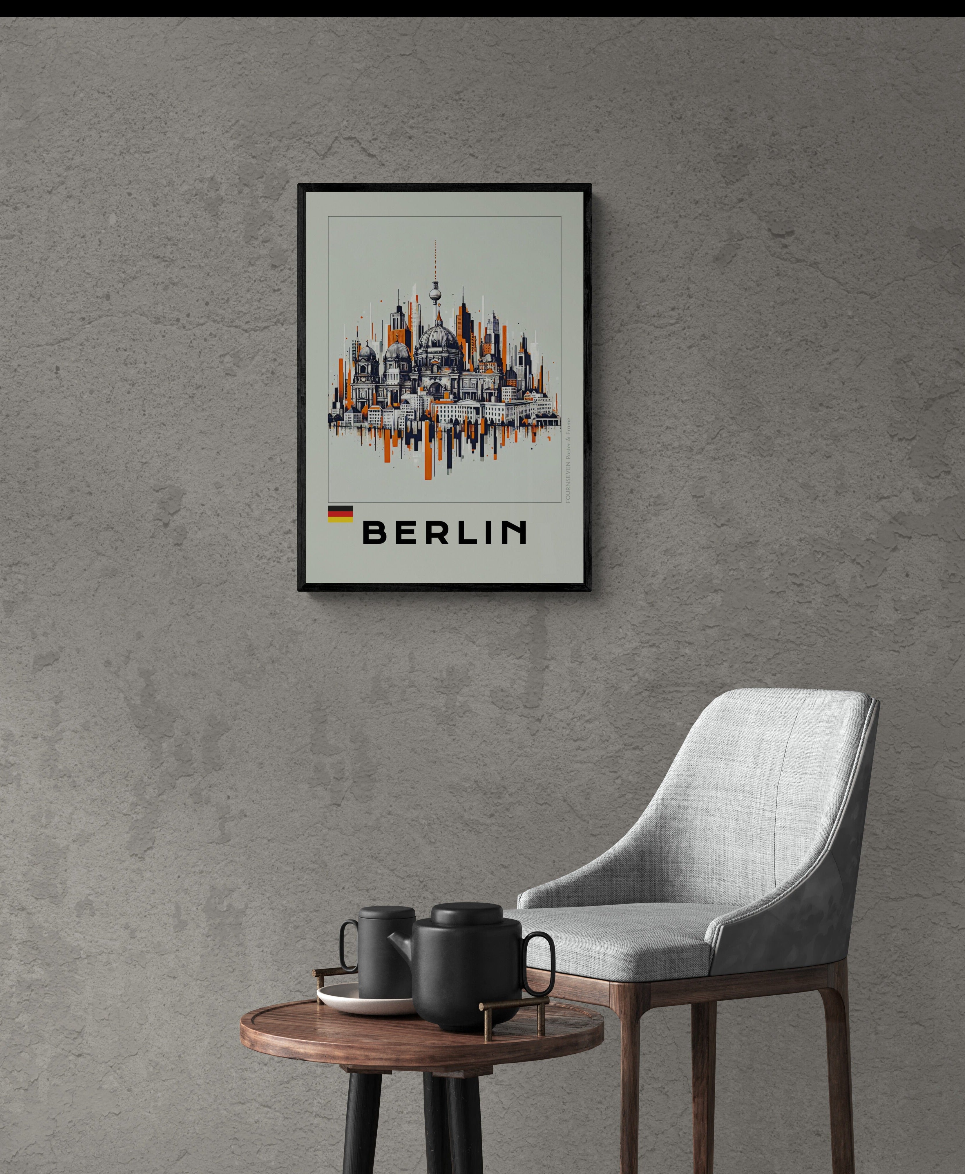 Berlin digital abstract artwork poster.