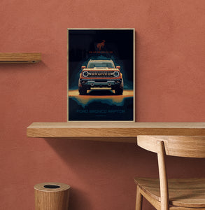 Ford Bronco Raptor graphic poster. 