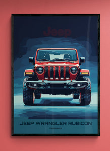 Jeep Wrangler Rubicon graphic poster. 
