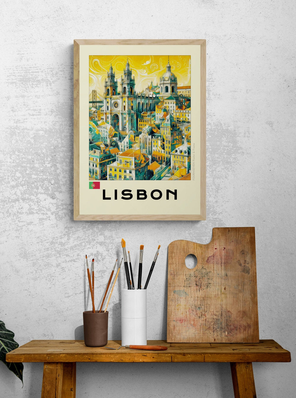 Lisbon abstract digital artwork poster.