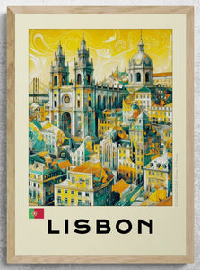 Lisbon abstract digital artwork poster.