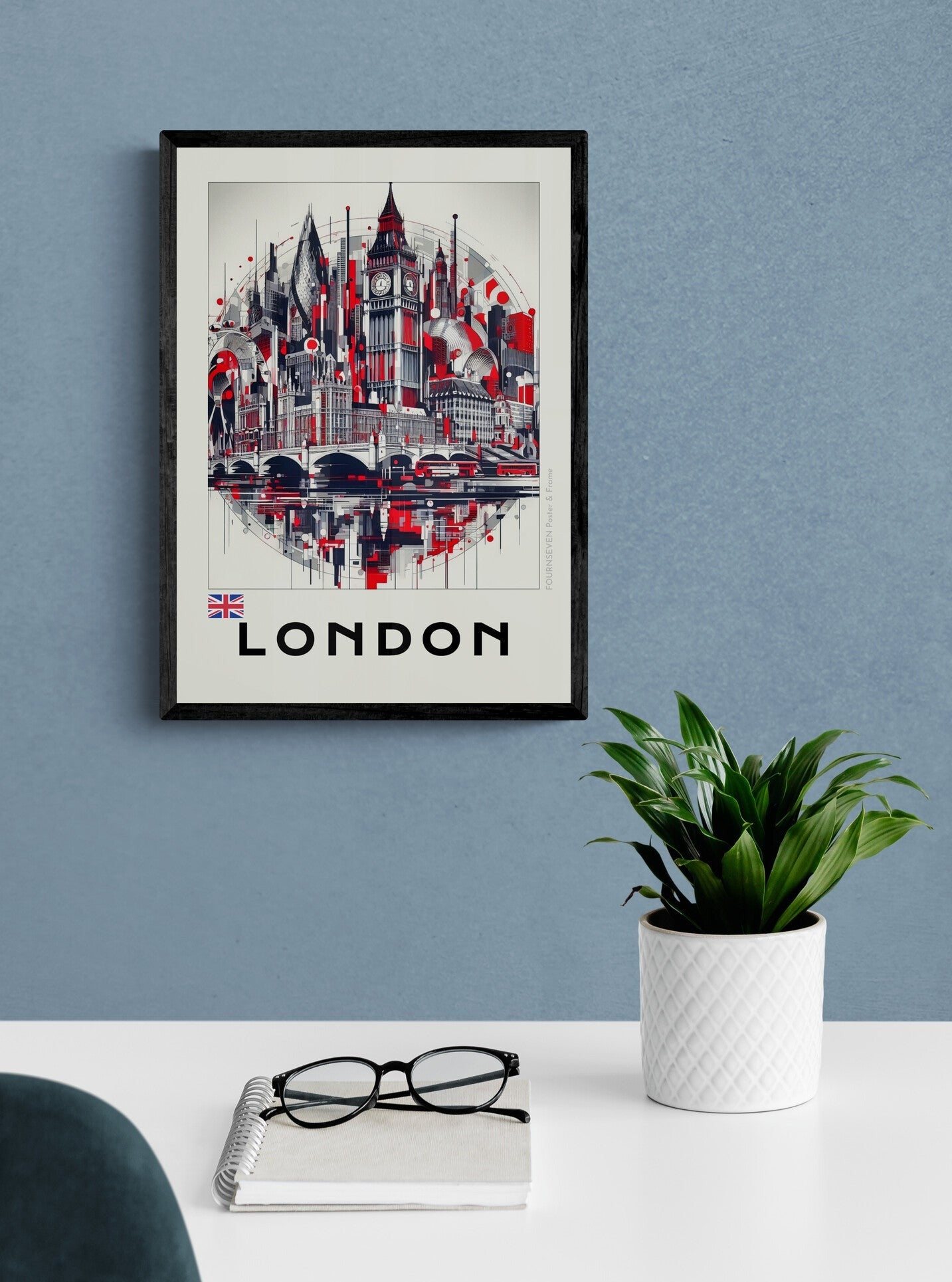 London abstract digital artwork poster.