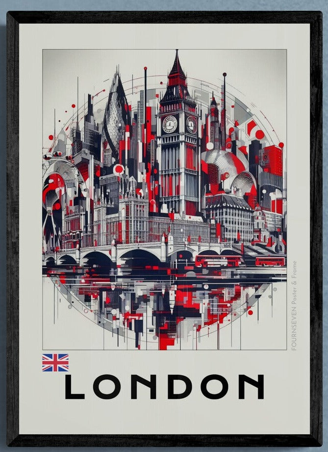 London abstract digital artwork poster.