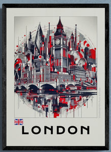 London abstract digital artwork poster.