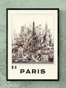 PARIS abstract digital artwork poster.