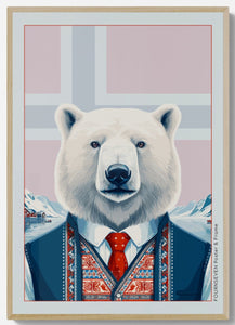 Norwegian Polar Bear portrait poster.
