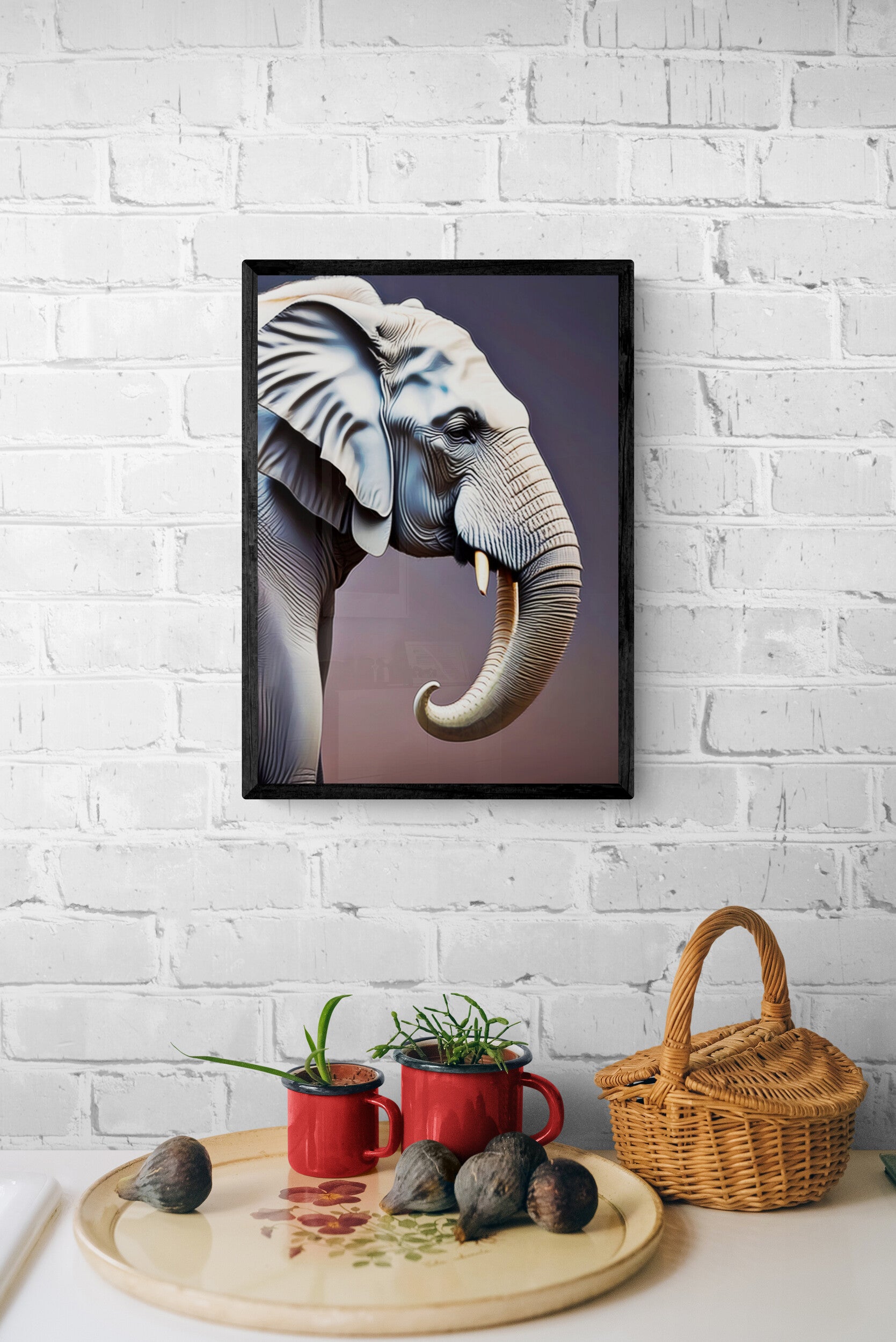 THINK AGAIN 2. Elephant portrait poster.
