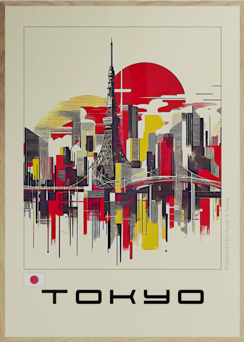 Tokyo abstract digital artwork poster.