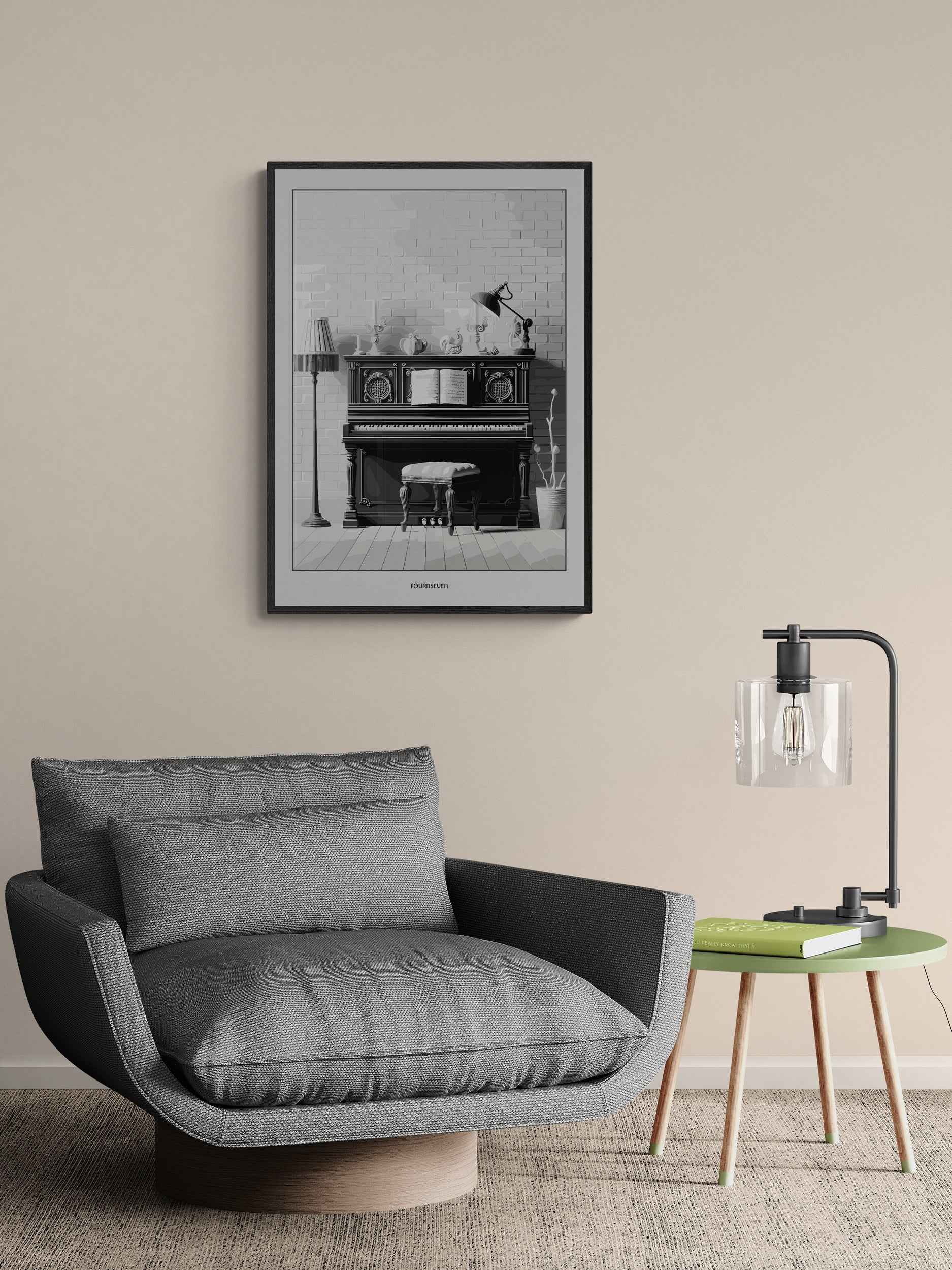 Vintage Piano graphic poster.