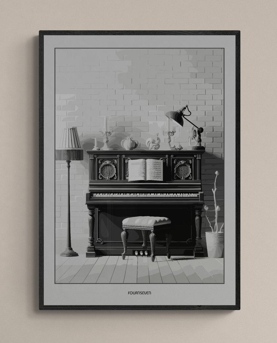 Vintage Piano graphic poster.
