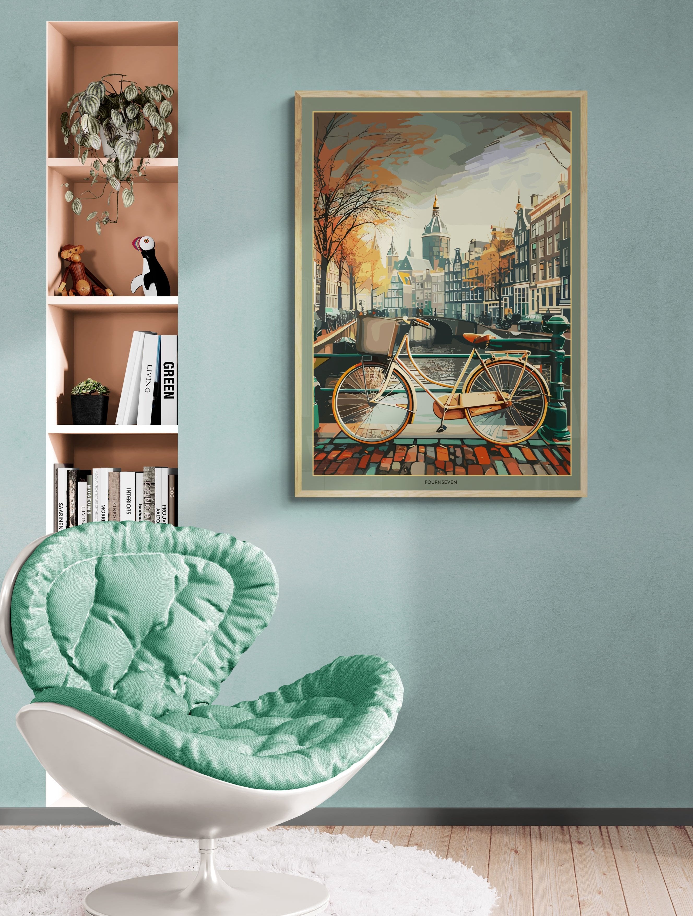 Vintage Bike & Amsterdam graphic poster.