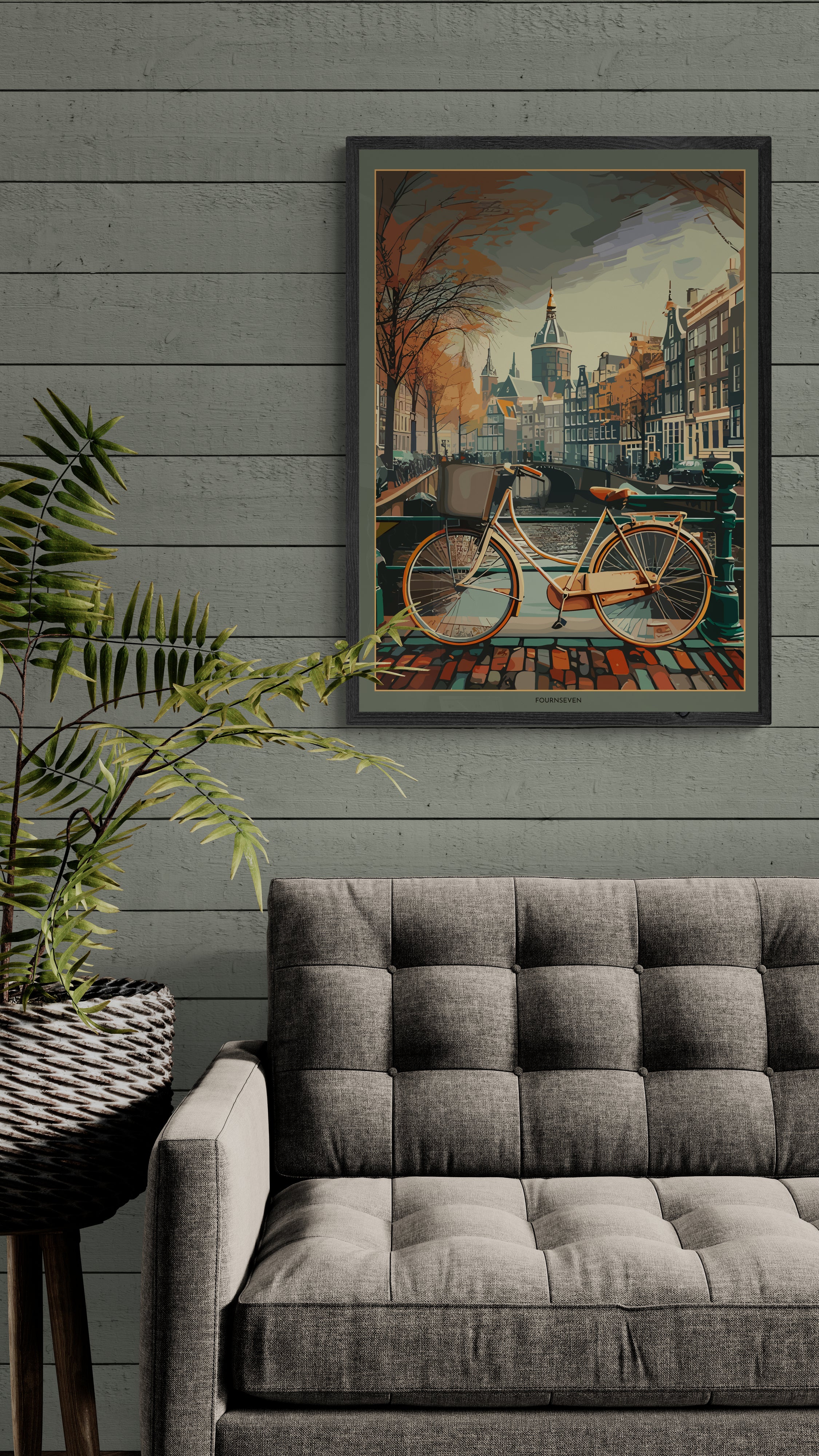 Vintage Bike & Amsterdam graphic poster.