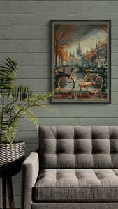 Vintage Bike & Amsterdam graphic poster.