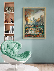 Vintage Bike & Amsterdam graphic poster.