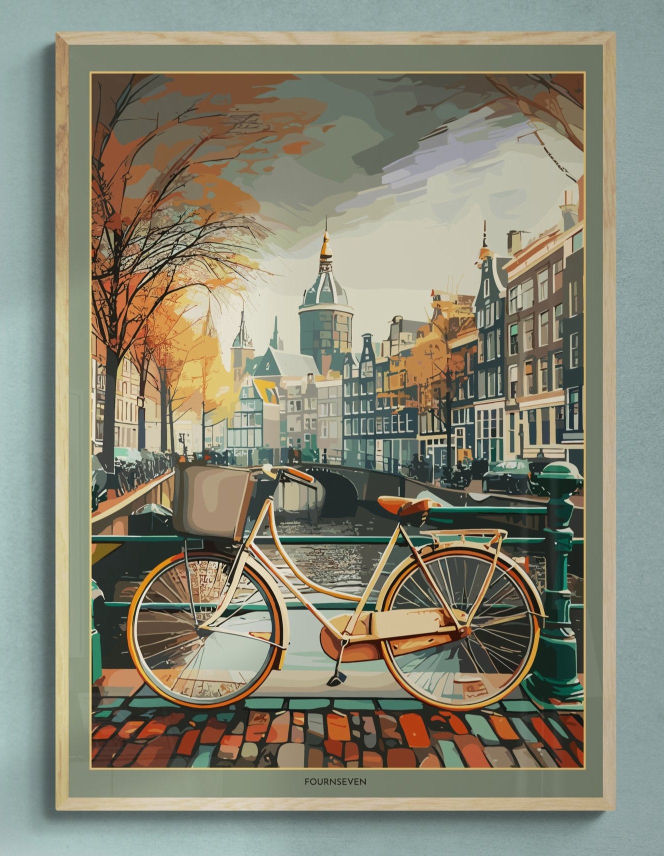 Vintage Bike & Amsterdam graphic poster.