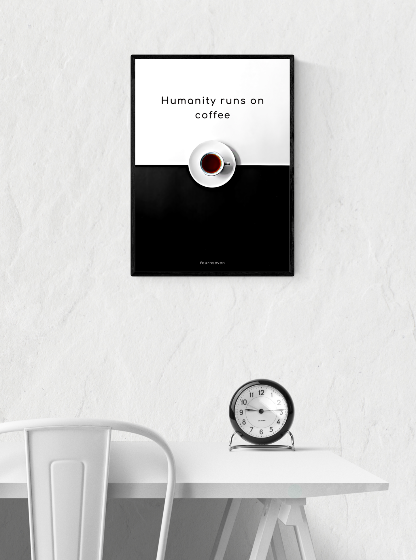 HUMANITY RUNS ON COFFEE. Coffee addict poster.