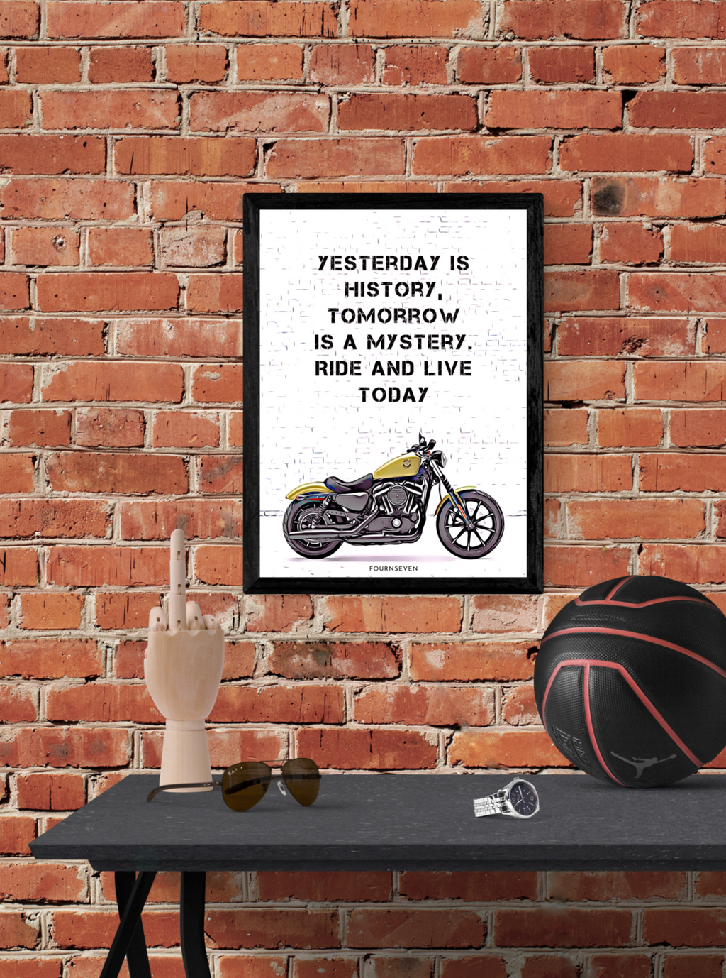 RIDE AND LIVE TODAY. Biker poster.