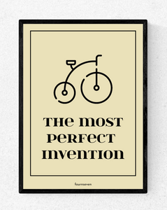 THE MOST PERFECT INVENTION. Ancient bicycle poster.