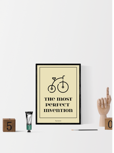 THE MOST PERFECT INVENTION. Ancient bicycle poster.