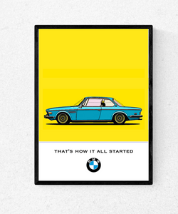 THAT`S HOW IT ALL STARTED. Classic BMW poster.