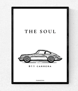 THE SOUL. Vintage Porsche 911 Carrera poster.